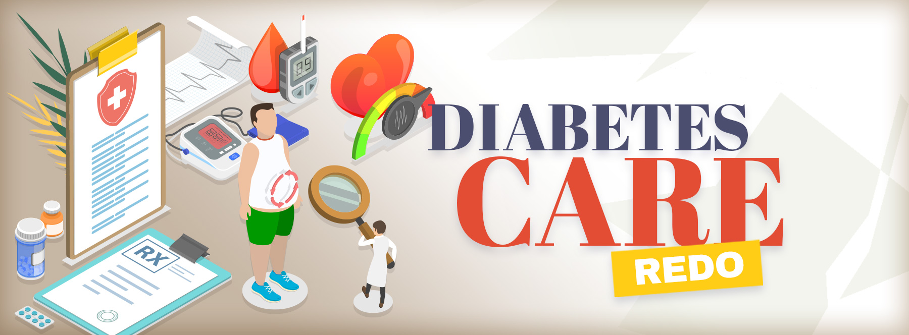 Illustration of Diabetes maintenance, blood pressure, glucose monitoring and weight